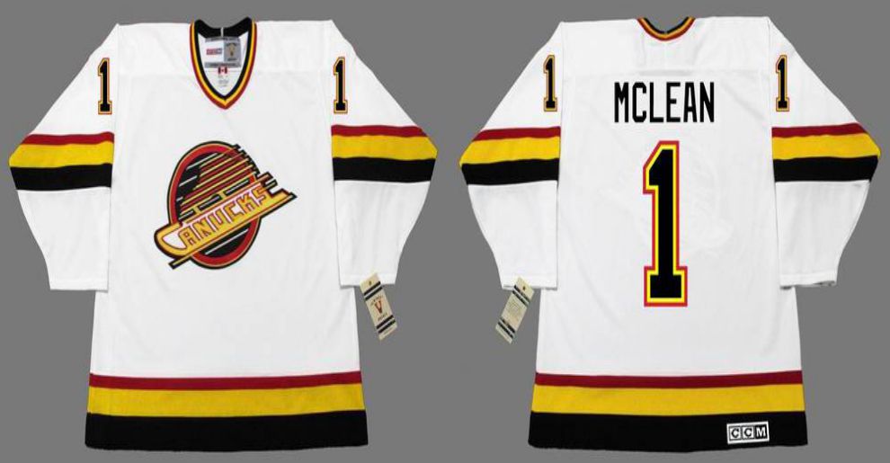 2019 Men Vancouver Canucks 1 Mclean White CCM NHL jerseys